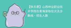 山西林业职业技术学院在青海录取位次及分数线、招生人数（2021-2023招生计划）