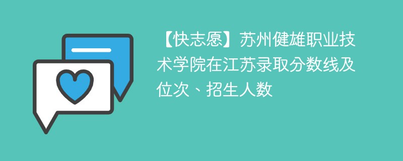 【快志愿】苏州健雄职业技术学院在江苏录取分数线及位次、招生人数