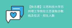 江苏科技大学苏州理工学院在江苏录取分数线及位次、招生人数「2021-2023招生计划」