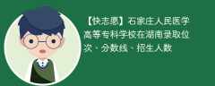 石家庄人民医学高等专科学校在湖南录取位次、分数线、招生人数「2021-2023招生计划」