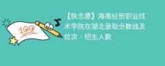 海南经贸职业技术学院在湖北录取分数线及位次、招生人数「2021-2023招生计划」