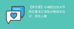 白城职业技术学院在黑龙江录取分数线及位次、招生人数「2021-2023招生计划」