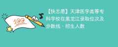 天津医学高等专科学校在黑龙江录取位次及分数线、招生人数（2021-2023招生计划）