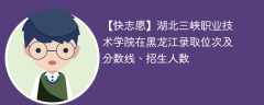 湖北三峡职业技术学院在黑龙江录取位次及分数线、招生人数（2021-2023招生计划）