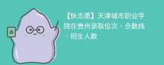 天津城市职业学院在贵州录取位次、分数线、招生人数「2021-2023招生计划」