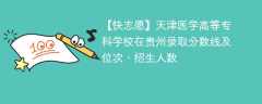 天津医学高等专科学校在贵州录取分数线及位次、招生人数「2021-2023招生计划」