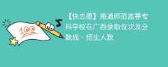 南通师范高等专科学校在广西录取位次及分数线、招生人数（2021-2023招生计划）