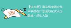 南京机电职业技术学院在广东录取位次及分数线、招生人数（2021-2023招生计划）