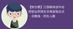 江西枫林涉外经贸职业学院在甘肃录取位次、分数线、招生人数「2021-2023招生计划」