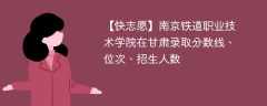 南京铁道职业技术学院在甘肃录取分数线、位次、招生人数（2021-2023招生计划）