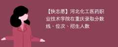 河北化工医药职业技术学院在重庆录取分数线、位次、招生人数（2021-2023招生计划）