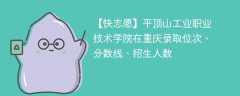 平顶山工业职业技术学院在重庆录取位次、分数线、招生人数「2021-2023招生计划」