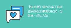 烟台汽车工程职业学院在安徽录取位次、分数线、招生人数「2021-2023招生计划」