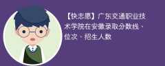 广东交通职业技术学院在安徽录取分数线、位次、招生人数（2021-2023招生计划）