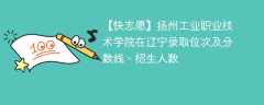 扬州工业职业技术学院在辽宁录取位次及分数线、招生人数（2021-2023招生计划）