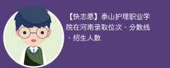 泰山护理职业学院在河南录取位次、分数线、招生人数「2021-2023招生计划」