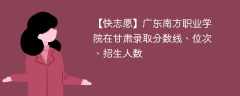 广东南方职业学院在甘肃录取分数线、位次、招生人数（2022-2024招生计划）