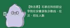 石家庄科技职业学院在安徽录取分数线、位次、招生人数（2021-2023招生计划）