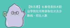 长春信息技术职业学院在河南录取位次及分数线、招生人数（2021-2023招生计划）