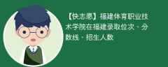 福建体育职业技术学院在福建录取位次、分数线、招生人数「2021-2023招生计划」