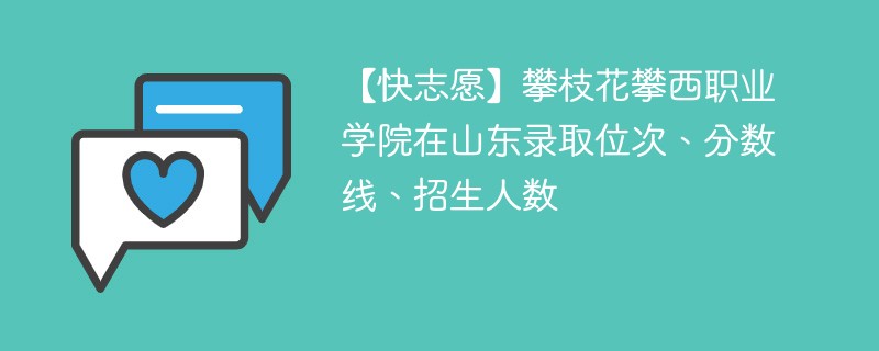 攀枝花攀西职业学院在山东录取位次、分数线、招生人数「2022-2024招生计划」