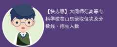 大同师范高等专科学校在山东录取位次及分数线、招生人数（2022-2024招生计划）