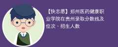 郑州医药健康职业学院在贵州录取分数线及位次、招生人数「2022-2024招生计划」