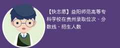 益阳师范高等专科学校在贵州录取位次、分数线、招生人数「2022-2024招生计划」