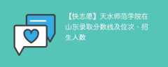 天水师范学院在山东录取分数线及位次、招生人数「2022-2024招生计划」