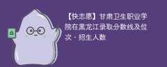 甘肃卫生职业学院在黑龙江录取分数线及位次、招生人数「2022-2024招生计划」