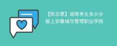 2024湖南考生多少分能上安徽城市管理职业学院（附2021-2023录取分数线）