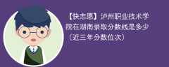 泸州职业技术学院2024年在湖南录取分数线是多少（2024~2022近三年分数位次）