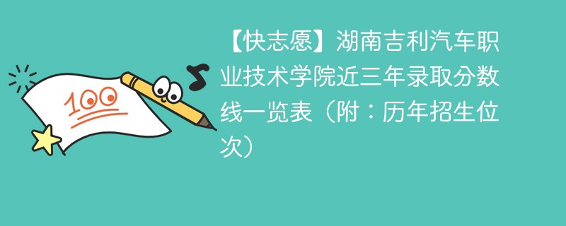 【快志愿】湖南吉利汽车职业技术学院近三年录取分数线一览表（附：历年招生位次）