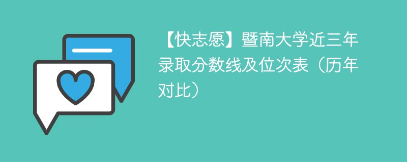 【快志愿】暨南大学近三年录取分数线及位次表（历年对比）