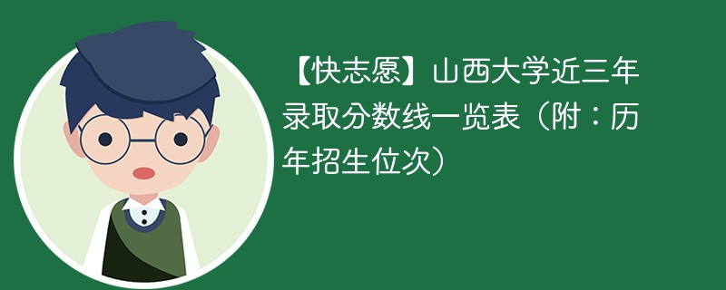 【快志愿】山西大学近三年录取分数线一览表（附：历年招生位次）