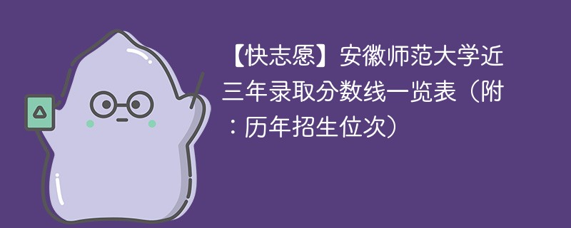 【快志愿】安徽师范大学近三年录取分数线一览表（附：历年招生位次）