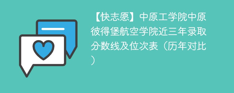 【快志愿】中原工学院中原彼得堡航空学院近三年录取分数线及位次表（历年对比）