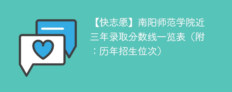 【快志愿】南阳师范学院近三年录取分数线一览表（附：历年招生位次）