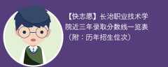 长治职业技术学院近三年录取分数线一览表（附：2023-2021历年招生位次）