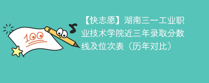 【快志愿】湖南三一工业职业技术学院近三年录取分数线及位次表（历年对比）