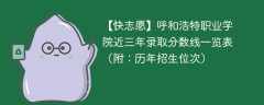 呼和浩特职业学院近三年录取分数线一览表（附：2024-2022历年招生位次）