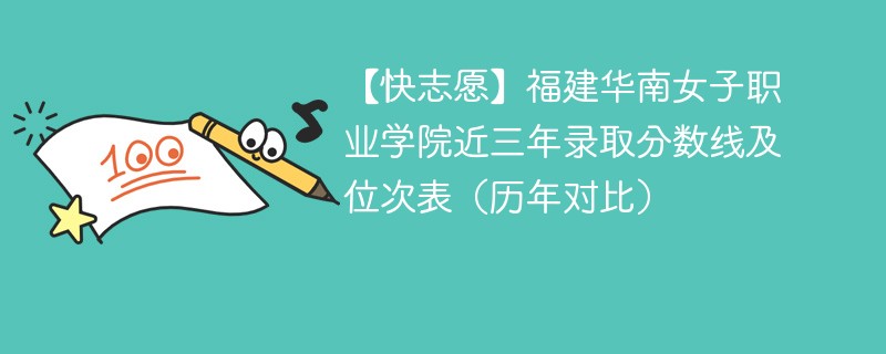 【快志愿】福建华南女子职业学院近三年录取分数线及位次表（历年对比）