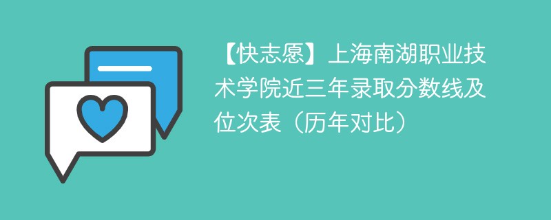 【快志愿】上海南湖职业技术学院近三年录取分数线及位次表（历年对比）