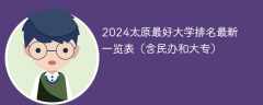 2024太原最好大学排名最新一览表（含民办和大专）