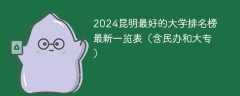 2024昆明最好的大学排名榜最新一览表（含民办和大专）