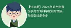 2024年郑州澍青医学高等专科学校在甘肃录取分数线是多少（2023~2021近三年分数位次）