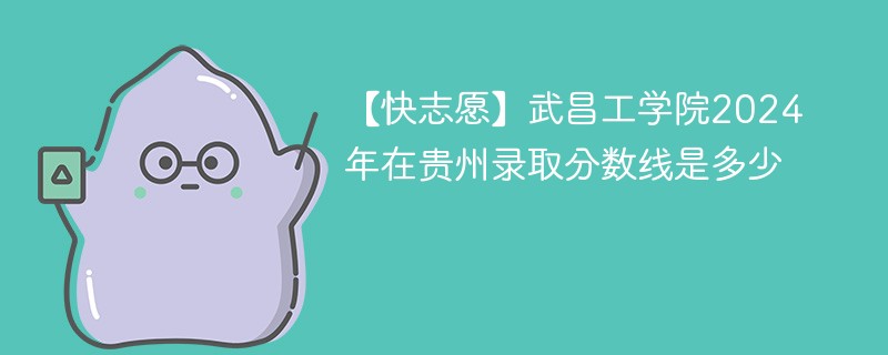 武昌工学院2024年在贵州录取分数线是多少（2024~2022近三年分数位次）