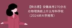 安徽高考270分左右物理类能上什么专科学校（2024好大学推荐）