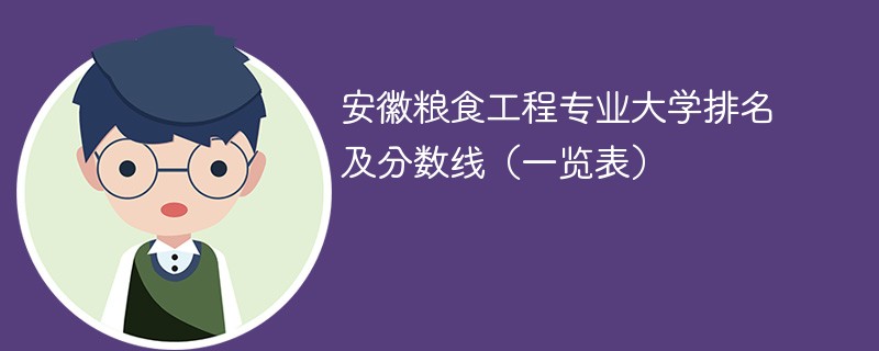 安徽粮食工程专业大学排名及分数线（一览表）