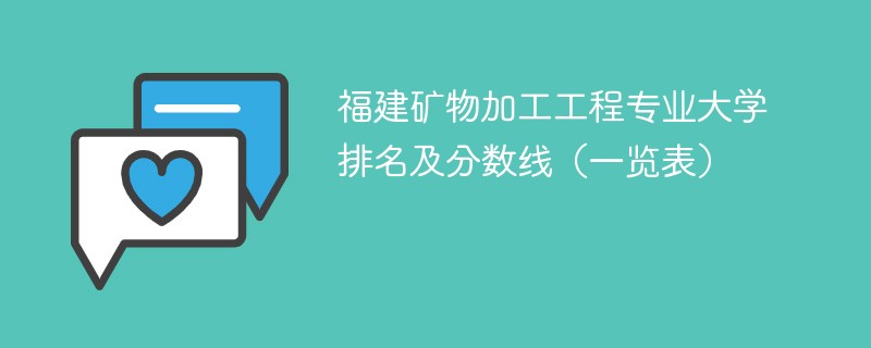 福建矿物加工工程专业大学排名及分数线（一览表）